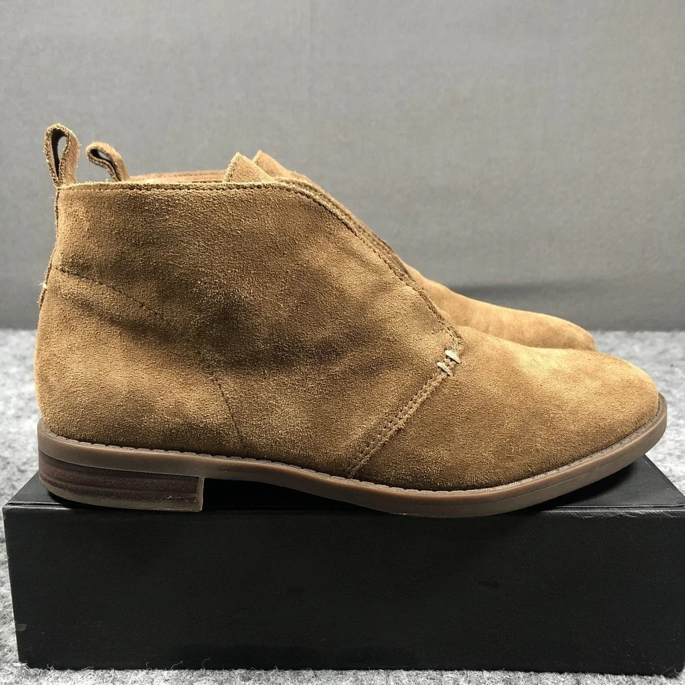 Franco Sarto Isolde Ankle Booties Womens 7.5 M Brown Suede Pull On Flat Casual